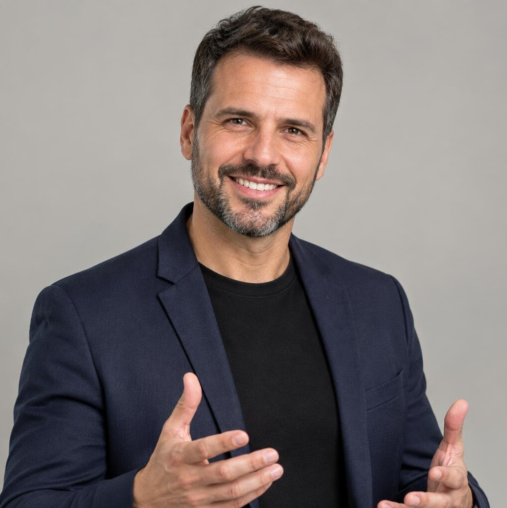 Portrait of a man with a beard smiling at the camera